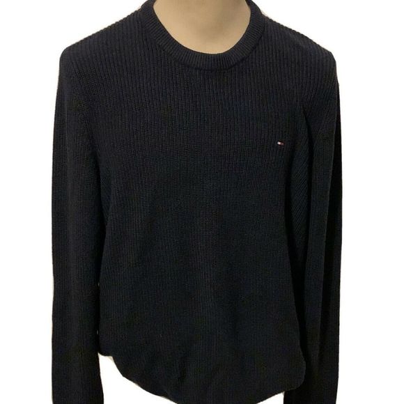 Tommy Hilfiger Mens Sweater Size XXL Cable Knit Crew Neck Navy Blue NWT - Picture 1 of 4